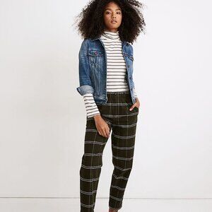 NWT Madewell Corduroy Pull On MidRise Pants in Windowpane Forest Green Cotton XS